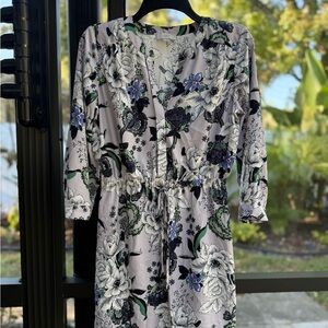 Loft Dress with Floral Print & Tie Detail